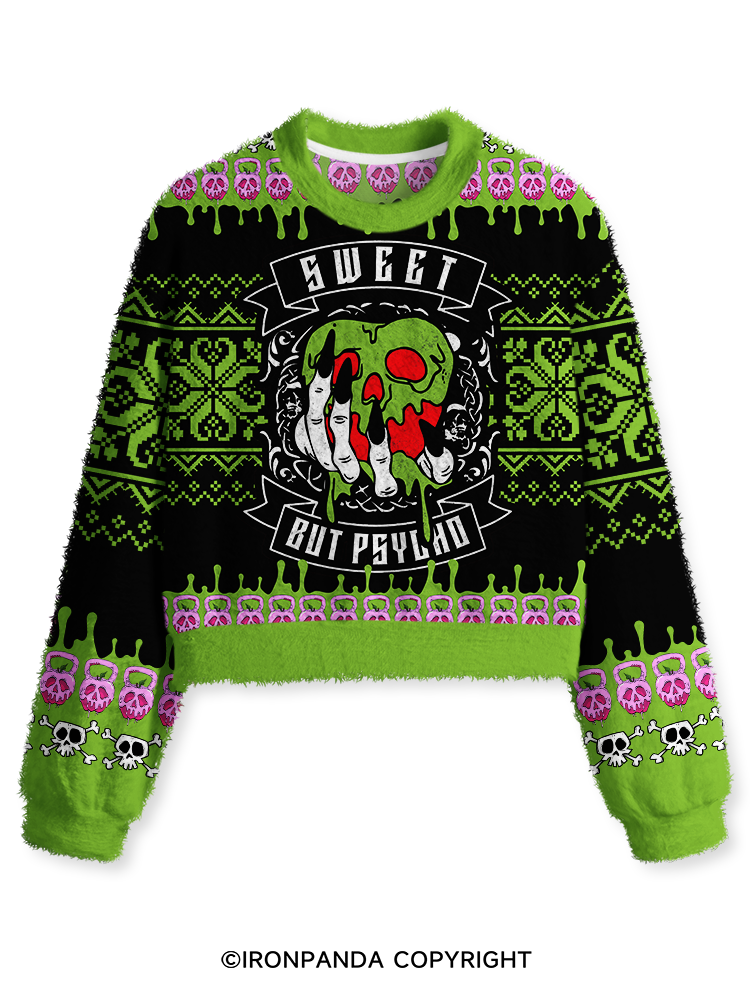 Apple kettlebell Fuzzy Fleece Crop Sweater