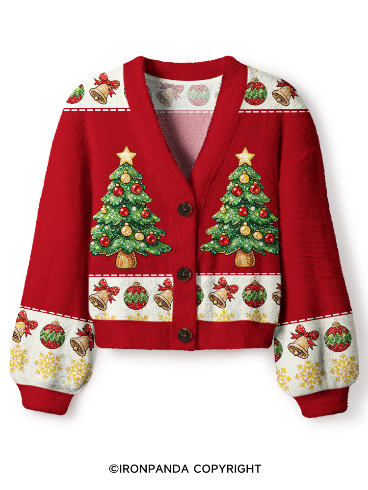 SPARKLY CHRISTMAS GYM SNOWMAN Crop Ugly Cardigan Sweater