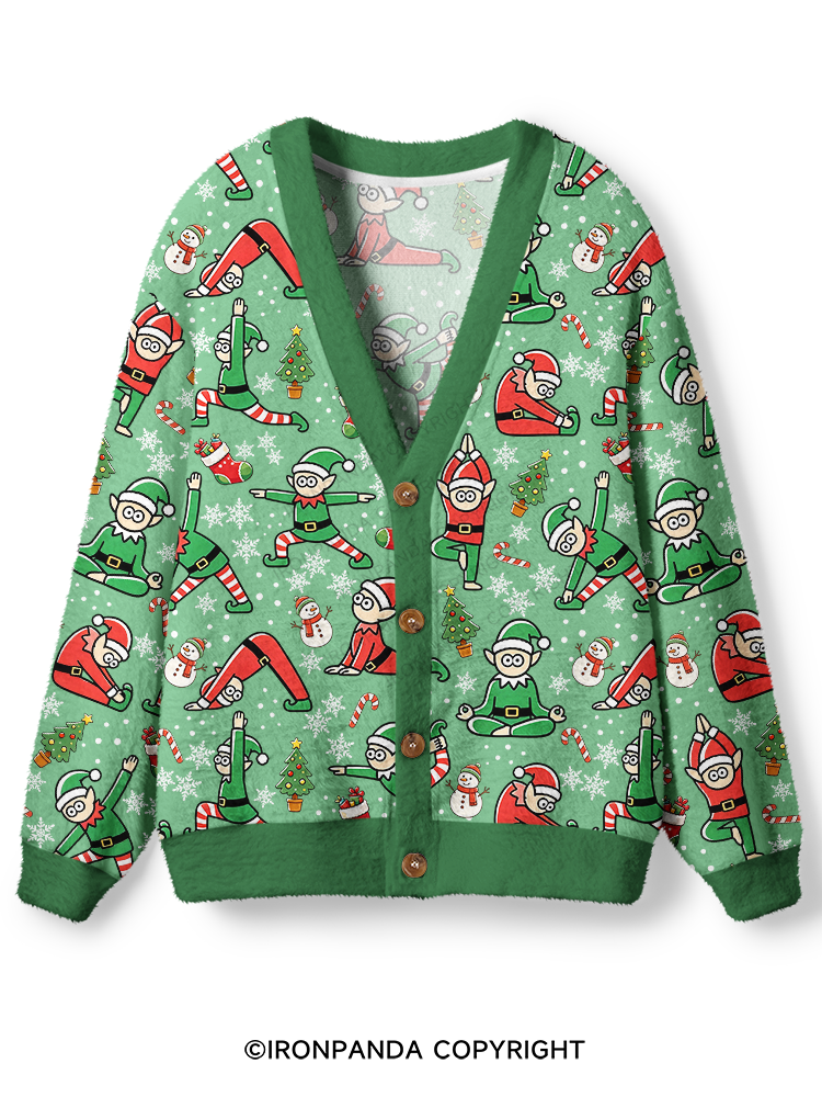 Funny Christmas Elf Ugly Cardigan Sweater
