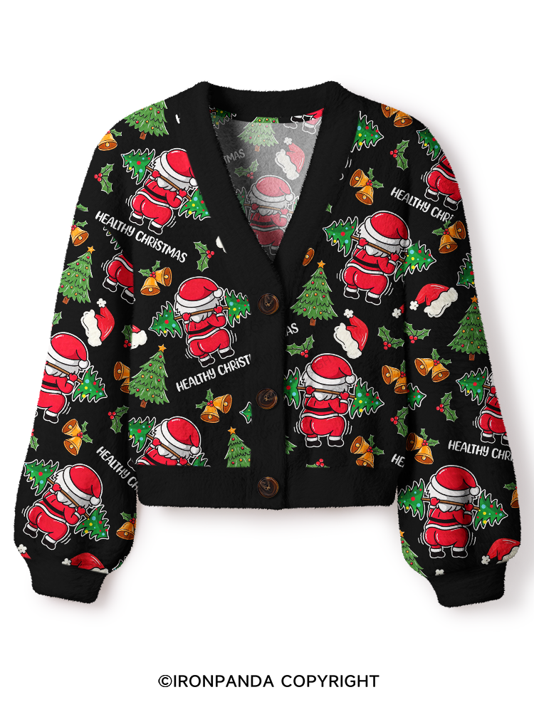 Healthy Christmas Crop Ugly Cardigan Sweater