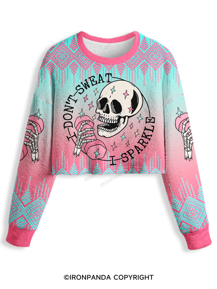 I DON'T SWEAT I SPARKLE GYM Skull Crop Ugly Sweater
