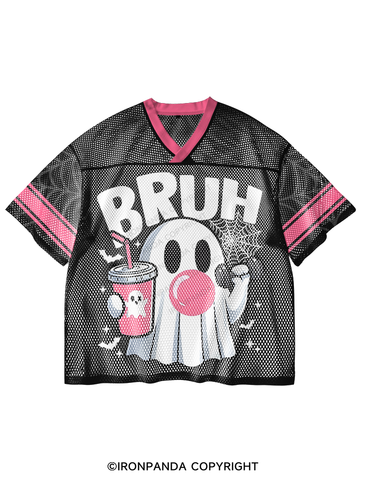BRUH V-Neck Open Hole Mesh Top