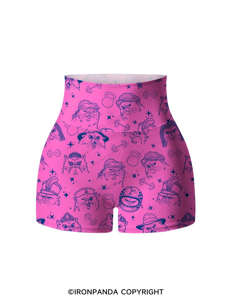 FITNESS COOL CATS Printed Yoga Shorts