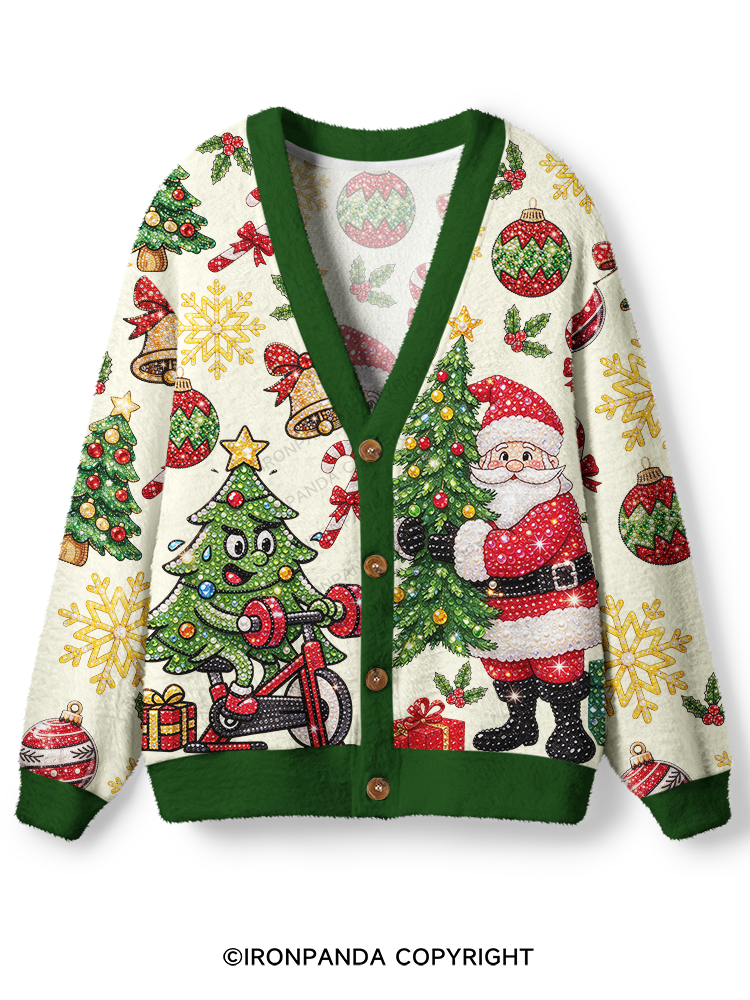 SPARKLE CHRISTMAS FITNESS MOMENT Ugly Cardigan Sweater