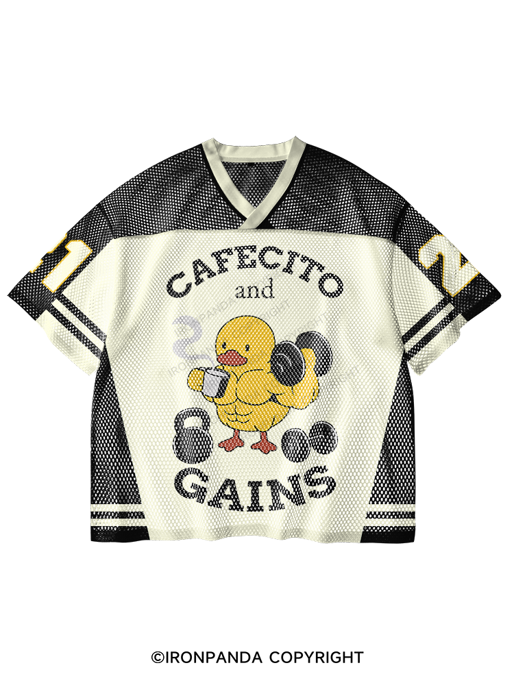 CAFECITO AND GAINS V-Neck Open Hole Mesh Top