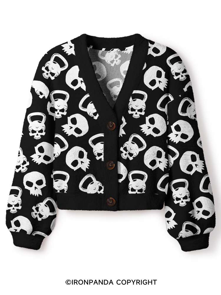 DARK SKULL KETTLEBELL Crop Ugly Cardigan Sweater