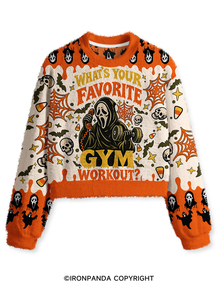 WHAT'S YOUR FAVORITE GYM WORKOUT GYM REAPER Fuzzy Fleece Crop Sweater