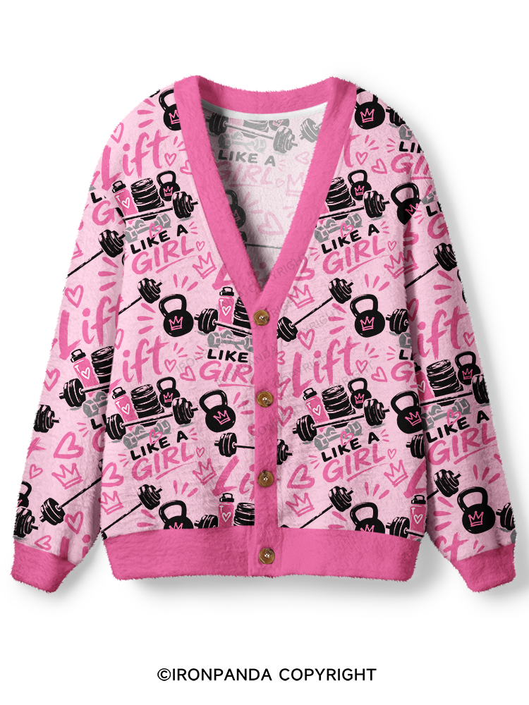 Lift Like a Girl Ugly Cardigan Sweater