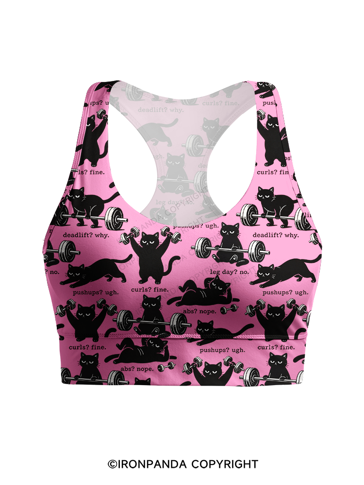Funny Gym Cat Yoga Racerback Sports Bra