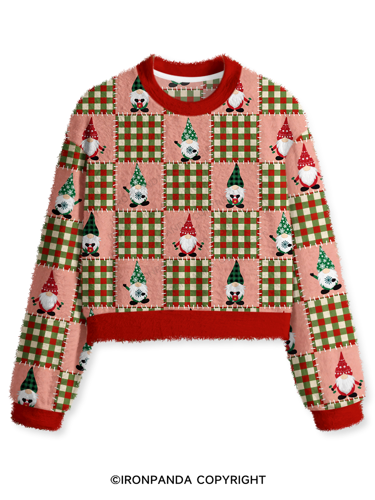 Christmas Elf GYM  Fuzzy Fleece Crop Sweater