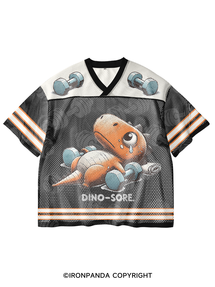 Dino-Sore After Workout V-Neck Open Hole Mesh Top