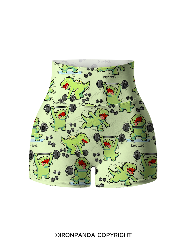ANGRY LITTLE DINO STRENGTH CAMP Printed Yoga Shorts