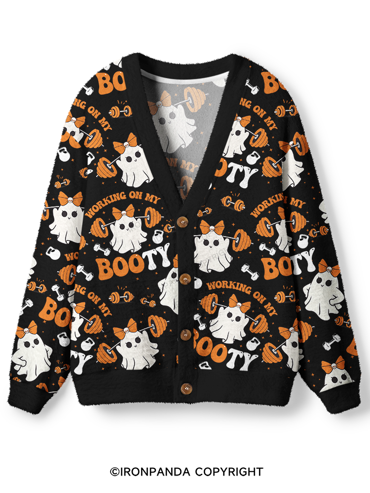 Working On My Booty Ugly Cardigan Sweater