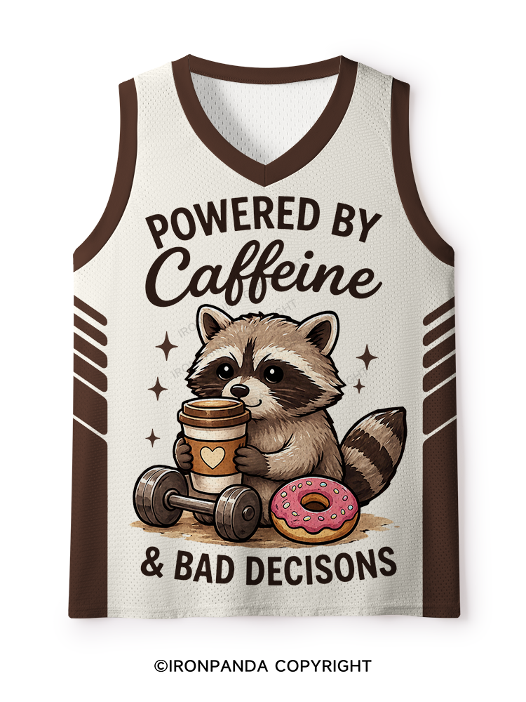 POWERED BY CAFFEINE & BAD DECISIONS RACCOON Mesh Tank Top