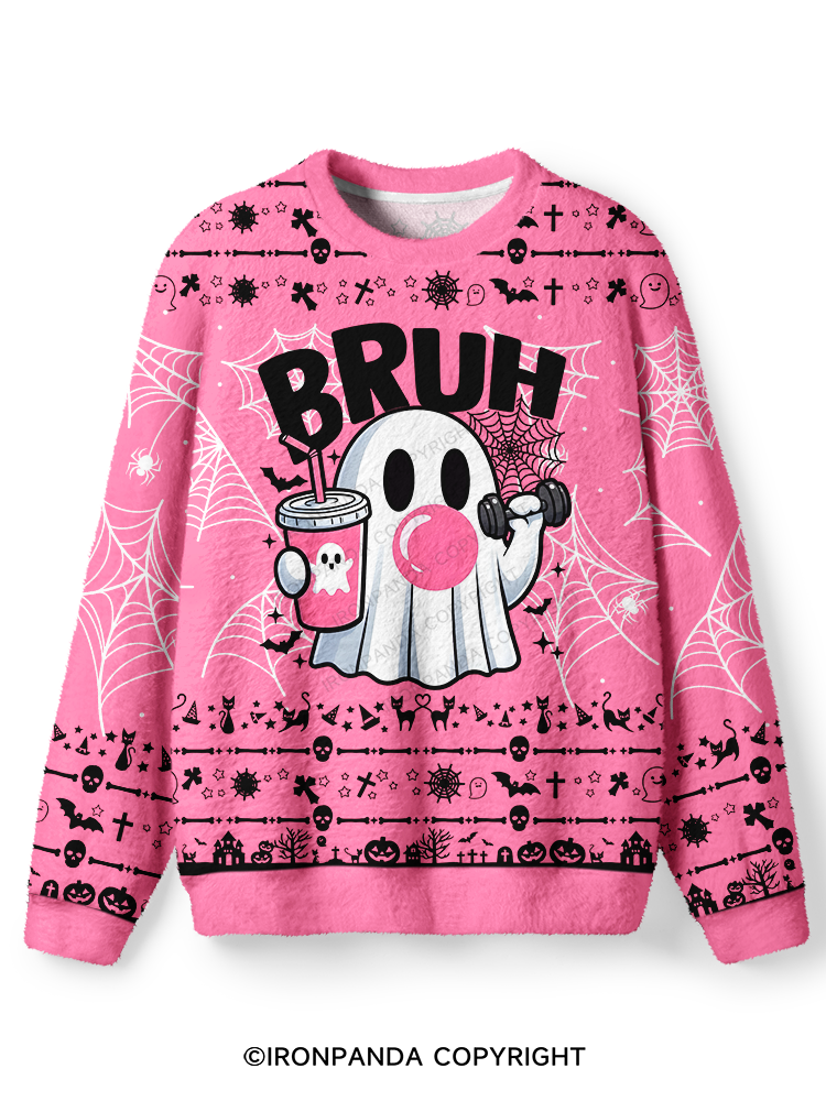 BRUH WEIGHTLIFTIING Ugly Fuzzy Fleece Sweater
