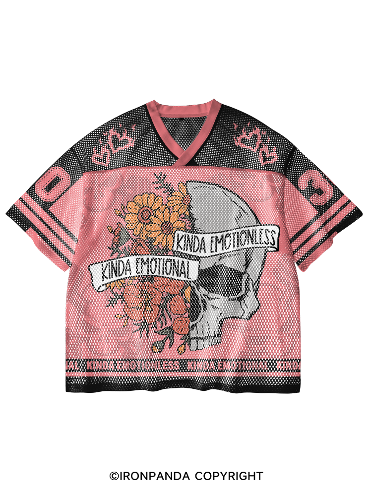 KINDA EMOTIONAL KINDA EMOTIONLESS V-Neck Open Hole Mesh Top