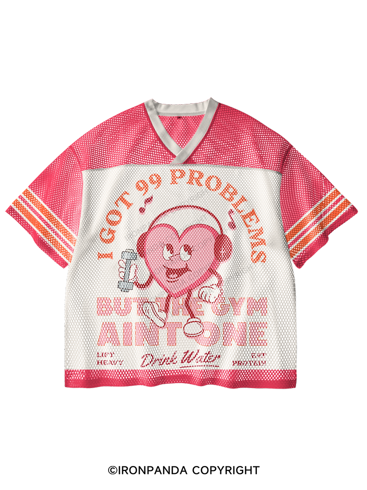 99 Problems But The Gym Aint One V-Neck Open Hole Mesh Top
