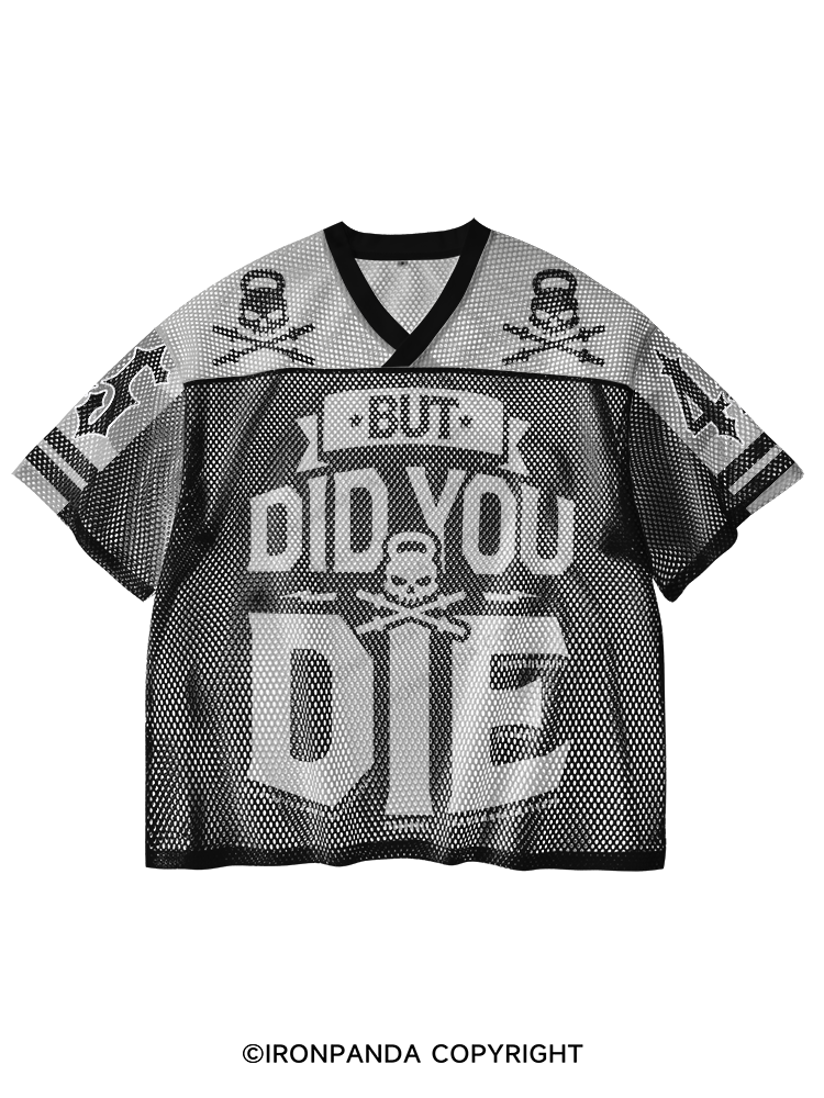 But Did You Die V-Neck Open Hole Mesh Top