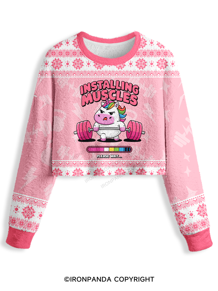 INSTALLING MUSCLES DEADLIFT Crop Ugly Sweater