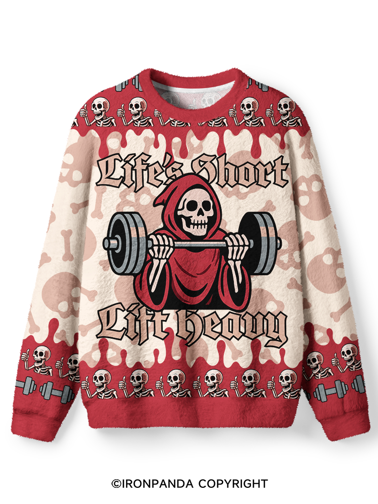 Lift Heavy Or Die Trying Ugly Fuzzy Fleece Sweater