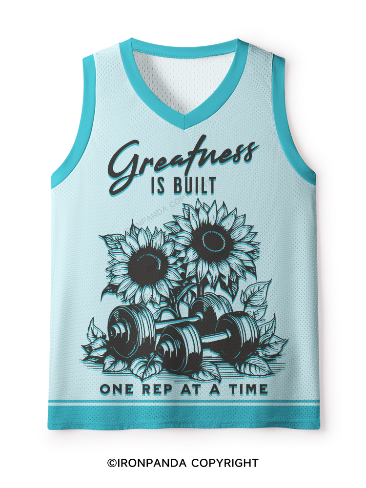 Greatness IS BUILT ONE REP AT A TIME Mesh Tank Top