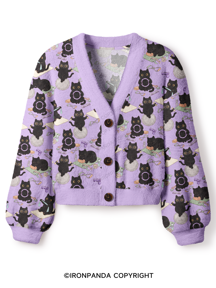 CAT HOME WORKOUT DIARY Ugly Cardigan Sweater