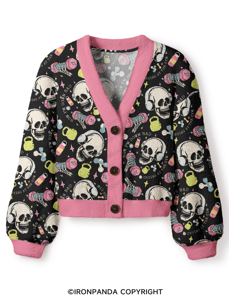 MELTDOWN SKULL GYM Crop Ugly Cardigan Sweater