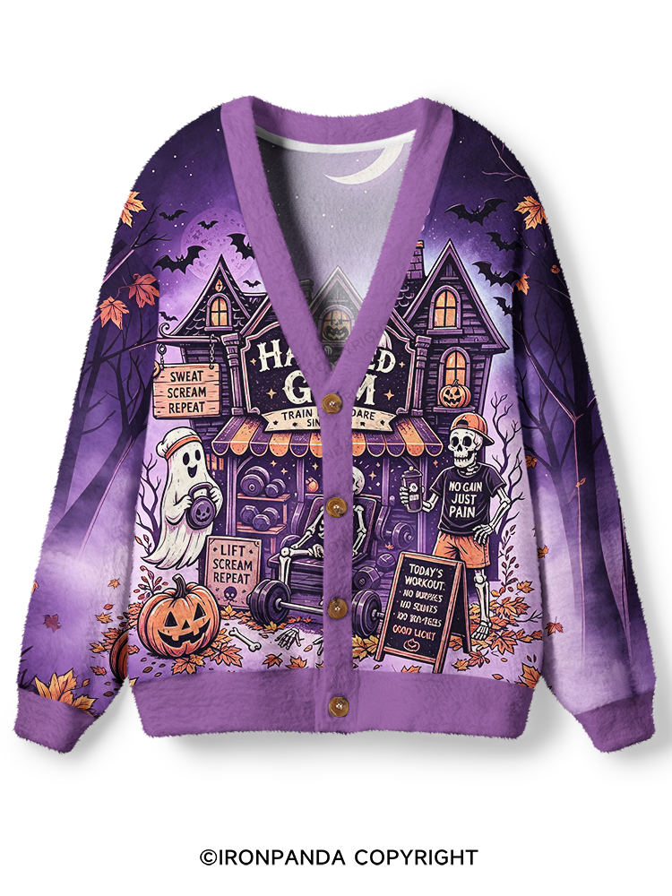 Haunted Gym Ugly Cardigan Sweater