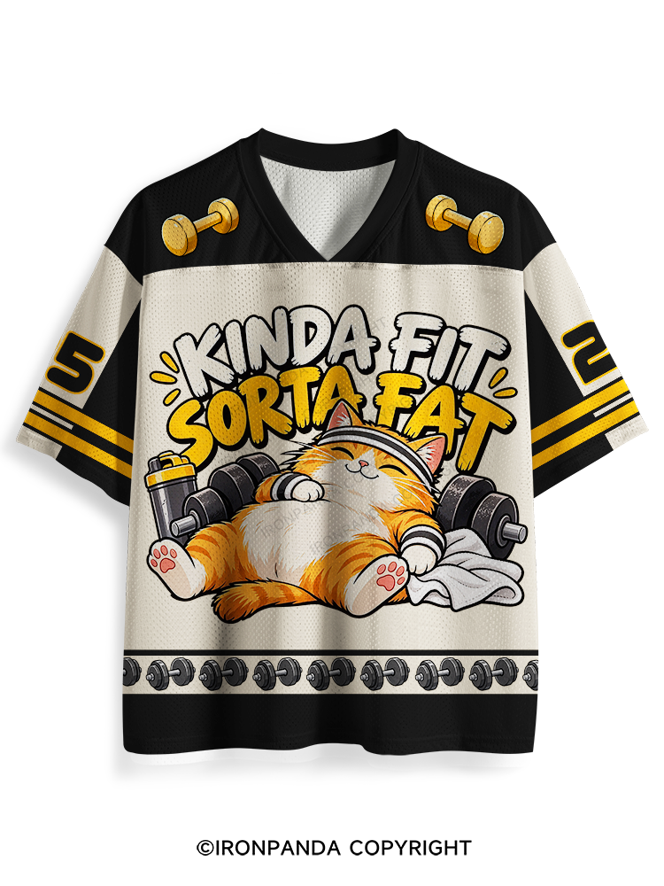 Kinda Fit Sorta Fat Cute Gym Cat Mesh Jersey