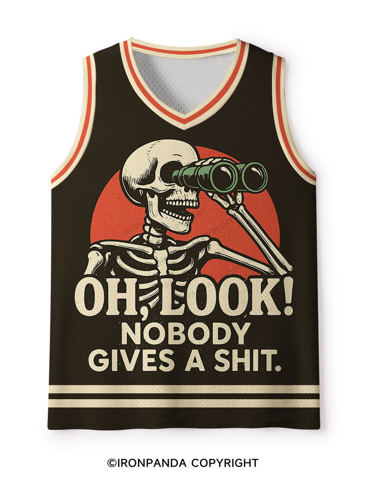 OH, LOOK! NOBODY GIVES A SHIT SKELETON Mesh Tank Top