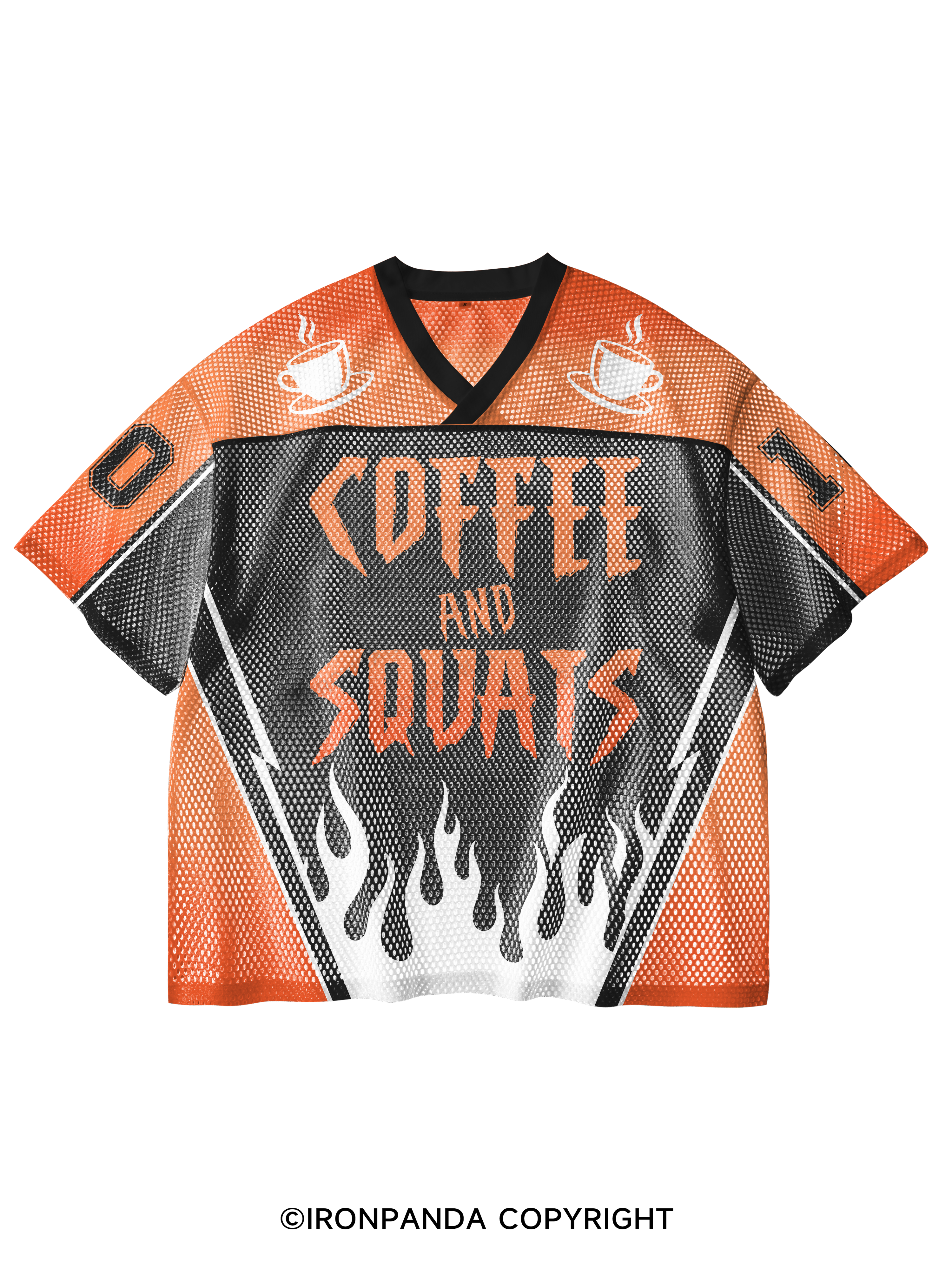 Coffee And Squats V-Neck Open Hole Mesh Top