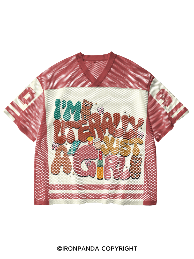 I'm Literally Just A Girl Cute Bear V-Neck Open Hole Mesh Top