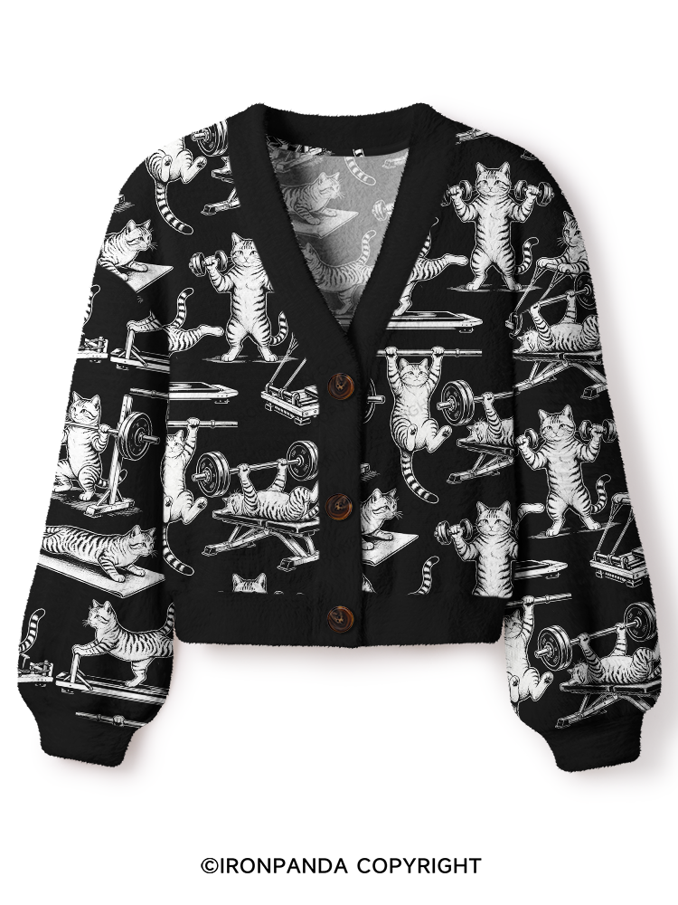 Fitness Cute Cat Crop Ugly Cardigan Sweater