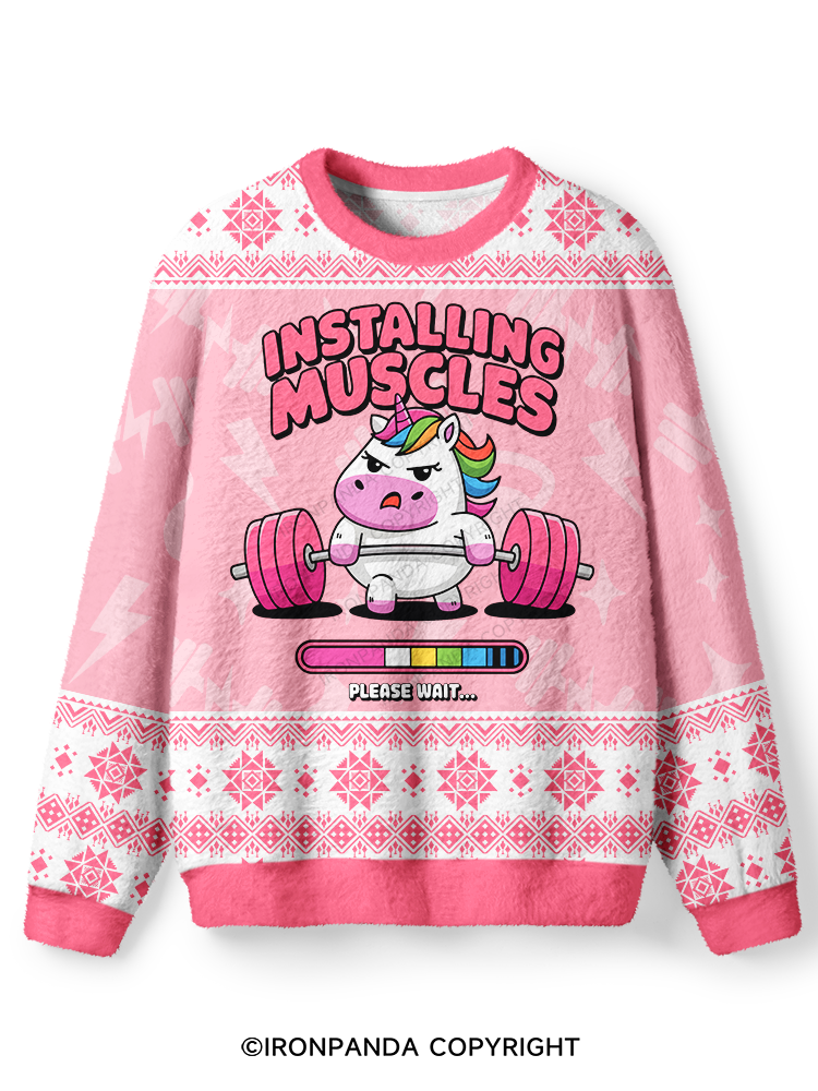 INSTALLING MUSCLES DEADLIFT Ugly Fuzzy Fleece Sweater