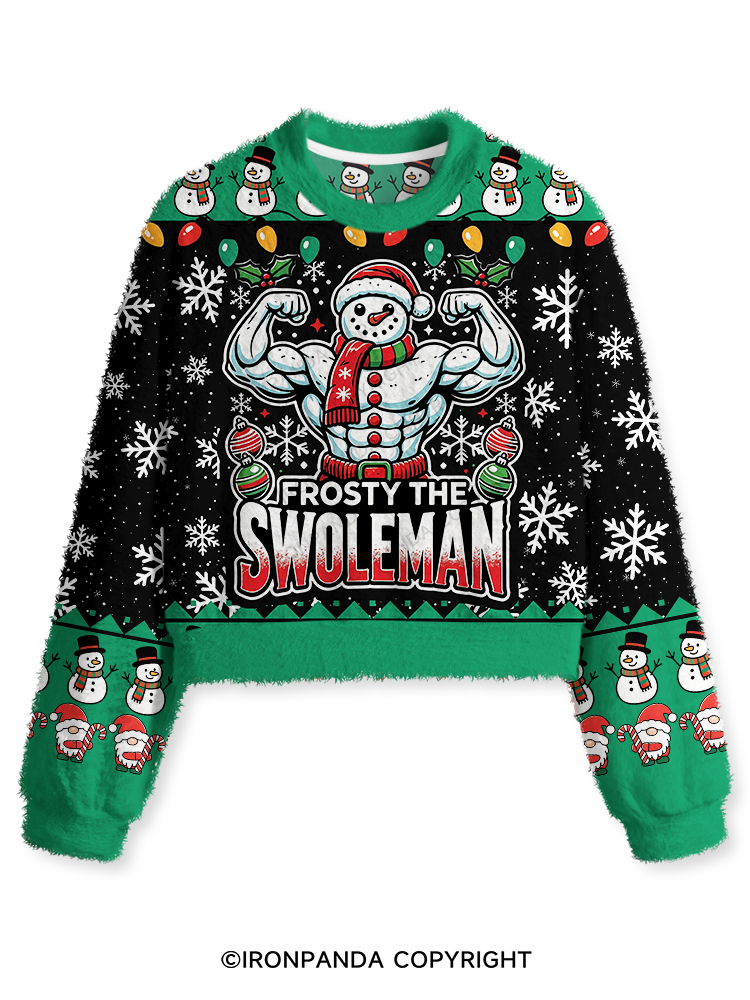 Swoleman Funny Christmas Gym Fuzzy Fleece Crop Sweater