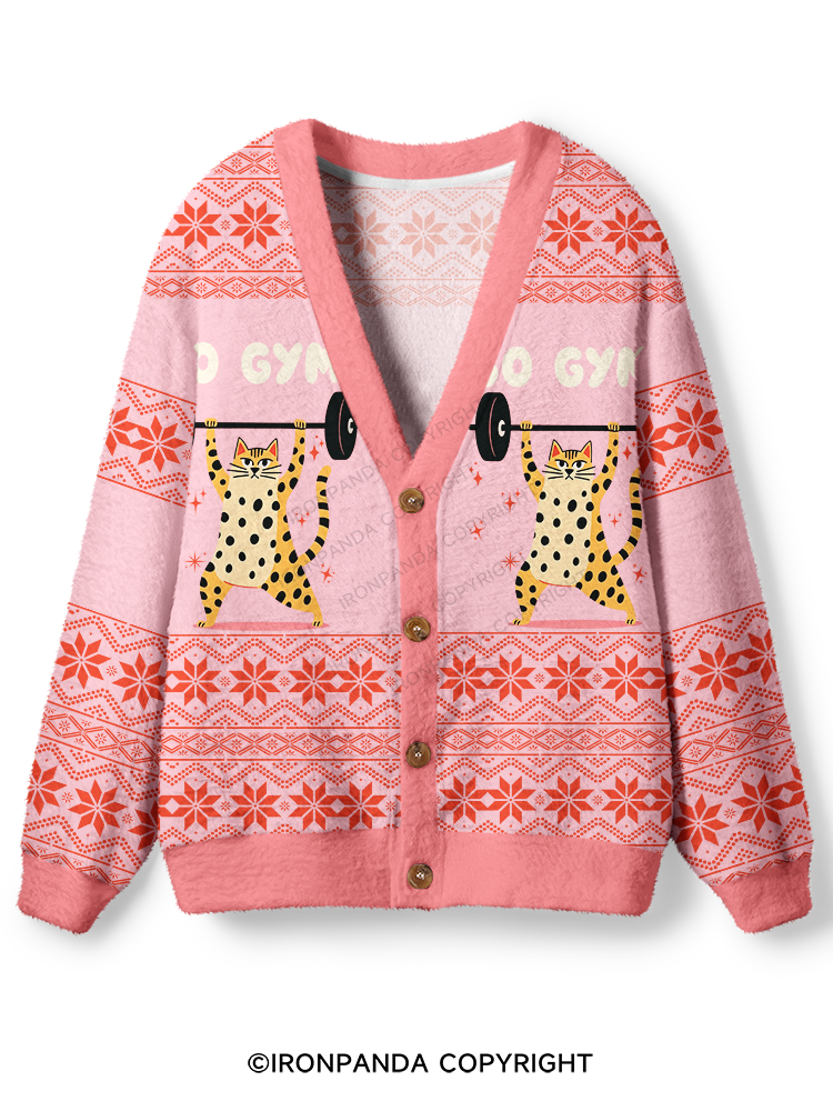 Funny Gym Cat Ugly Cardigan Sweater