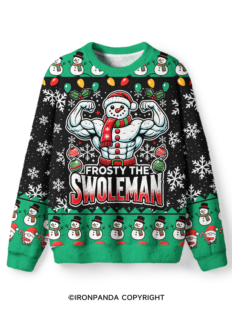 Swoleman Funny Christmas Gym Ugly Fuzzy Fleece Sweater
