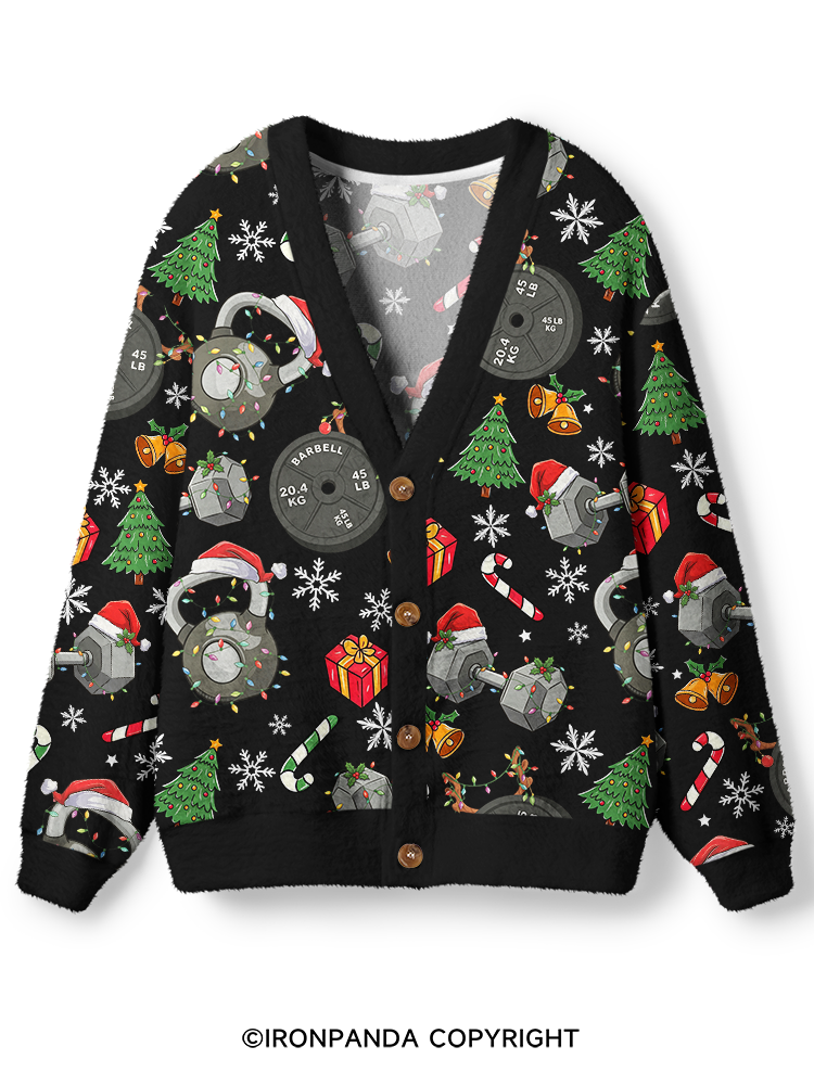Kettlebell Christmas Ugly Cardigan Sweater
