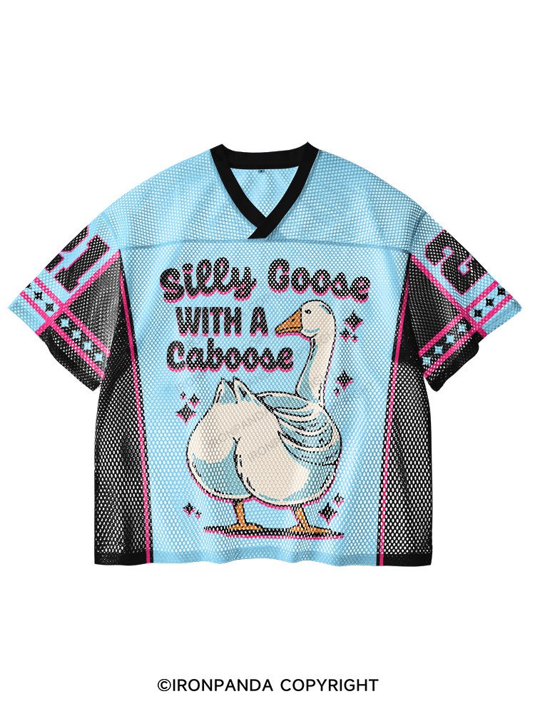 Silly Goose With A Caboose V-Neck Open Hole Mesh Top