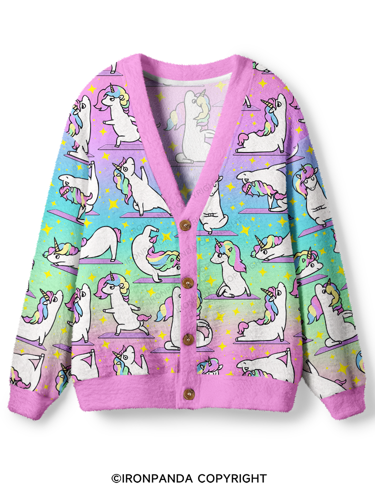 UNICORN YOGA STARLIGHT PARTY Ugly Cardigan Sweater