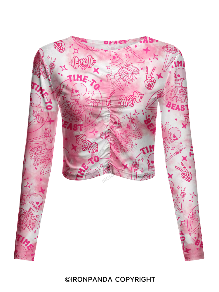 TIME TO BEAST Mesh Long Sleeve Top