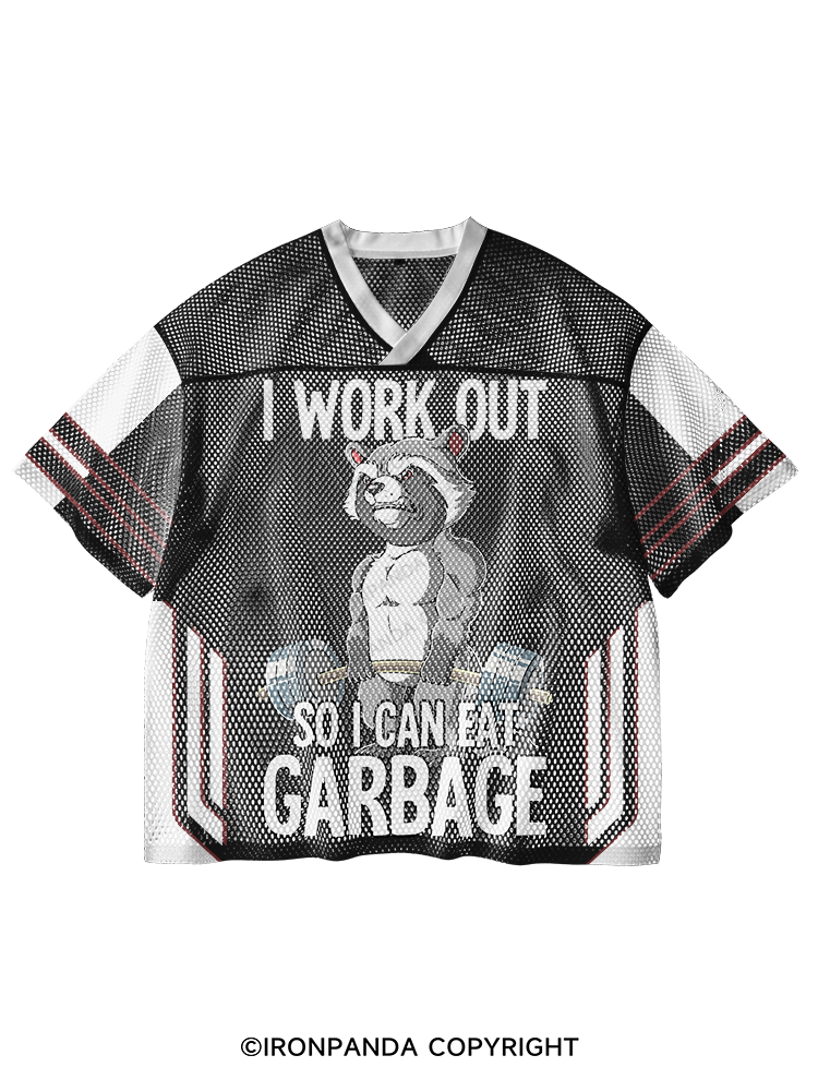 I workout so I can eat garbage V-Neck Open Hole Mesh Top