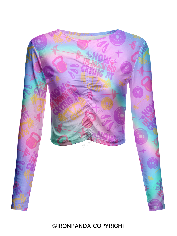 NOW IM DOWN BAD CRYING AT GYM Mesh Long Sleeve Top