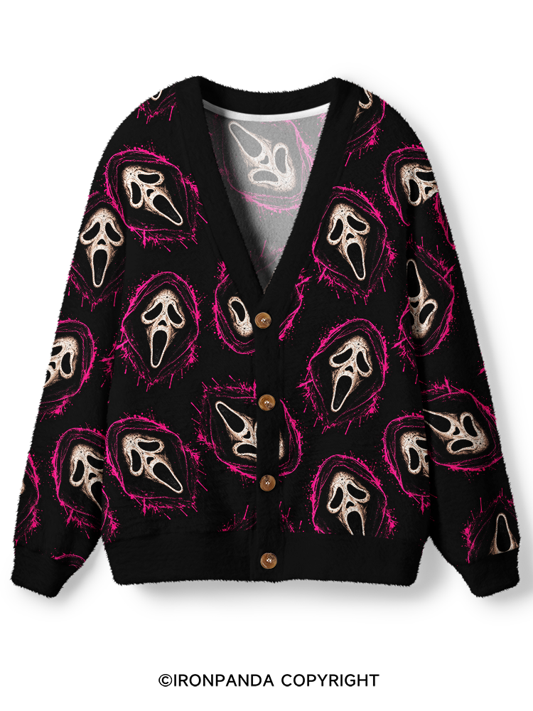 Ghost Face Ugly Cardigan Sweater