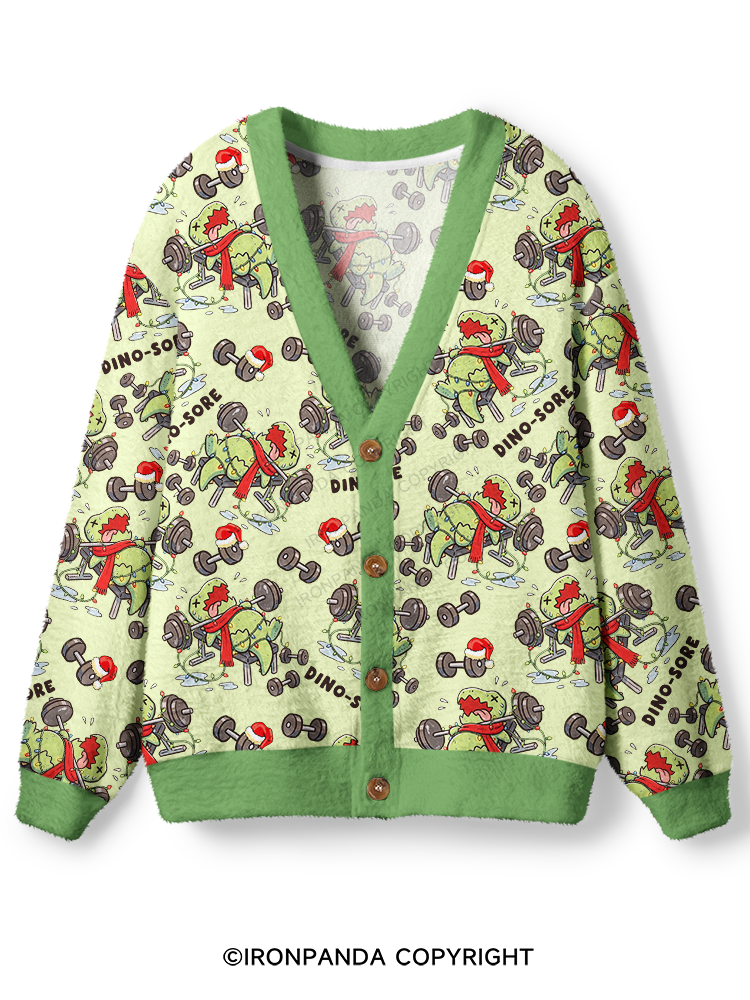 Christmas DINO-SORE Ugly Cardigan Sweater