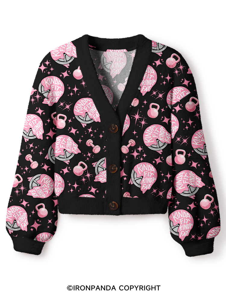 PINK WEIGHTS AND SWEET CALORIE BALANCE Crop Ugly Cardigan Sweater
