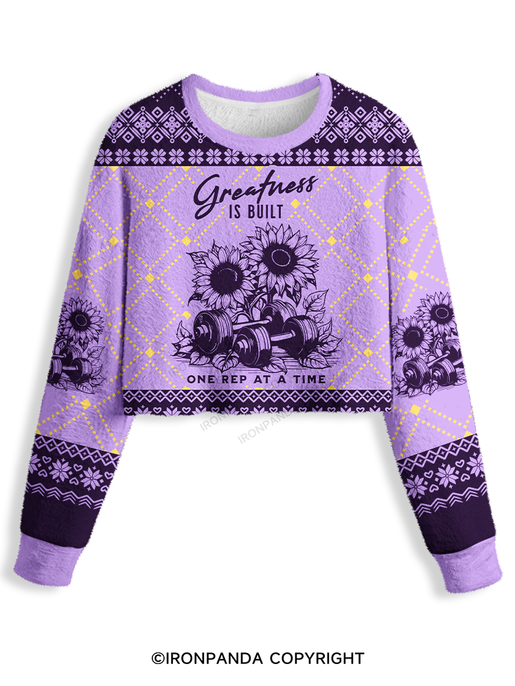Greatness IS BUILT ONE REP AT A TIME Crop Ugly Sweater