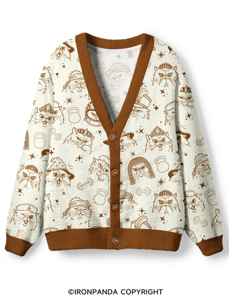 FITNESS COOL CATS Ugly Cardigan Sweater