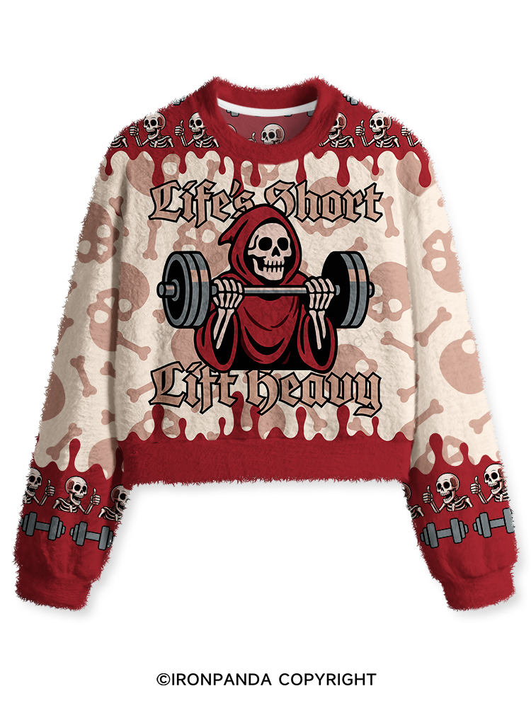 Lift Heavy Or Die Trying Fuzzy Fleece Crop Sweater