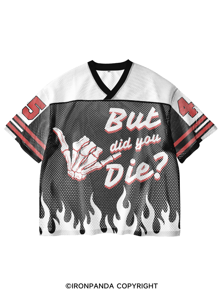 But Did You Die? Skeleton V-Neck Open Hole Mesh Top
